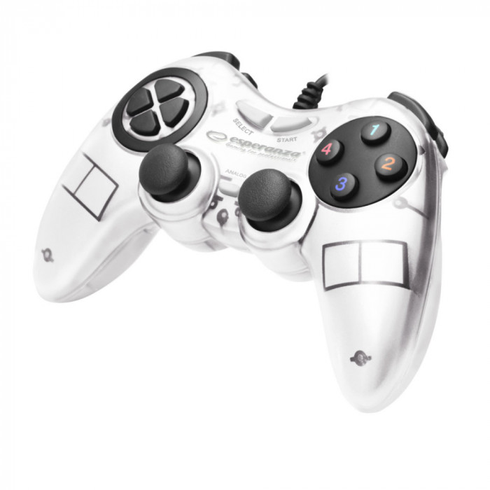 Controller Esperanza EGG105W Fighter, cu vibratii, gamepad PC, alb