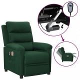 VidaXL Fotoliu de masaj electric, verde &icirc;nchis, material textil
