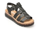 Sandale RIEKER negre, V7904, din piele naturala