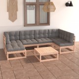 vidaXL Set mobilier de grădină cu perne, 7 piese, lemn masiv de pin 3076739