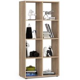 Biblioteca, placa laminata, 8 rafturi, stejar, 70.5x33x144 cm, Quad, Artool