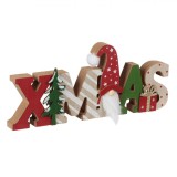 Decoratiune Craciun, Lemn, Xmas, Gnome, Bej Sampanie, 25.5x2x11cm, Multicolor, Oem