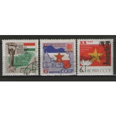 URSS 1965 - 20 aniv.Republicii: Ungaria, Vietnam Nord, Iugoslavia - serie stampilata