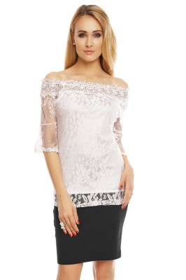 N557-2 Bluza din dantela cu decolteu bardot foto