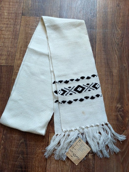 Fular tesut PNA, Coop Unirea Baia Mare, anii 70, 210x18cm, eticheta originala