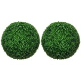 HOMCOM Set de 2 Bile Artificiale, Bile de Arbori Topiari din Buxus, Plante False de Interior &icirc;n Aer Liber pentru Casă, &Oslash;50cm, Verde | Aosom Romania