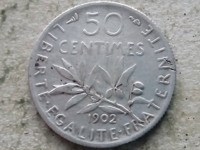 FRANTA-50 CENTIMES 1902 (Argint)