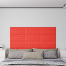 vidaXL Panouri de perete 12 buc. roșu 60x30 cm piele ecologică 2,16 m&sup2; 343990
