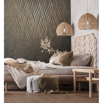 Tapet decorativ cu linii lucioase City Glow 34263 foto