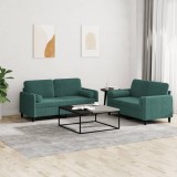 vidaXL Set canapea cu perne, 2 piese, verde &icirc;nchis, catifea