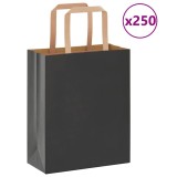 vidaXL Pungi de h&acirc;rtie 250 buc cu m&acirc;nere negre 18x8x22 cm 4101866