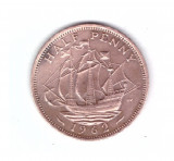 Moneda Marea Britanie 1/2 penny 1962, stare buna, curata, Europa, Bronz