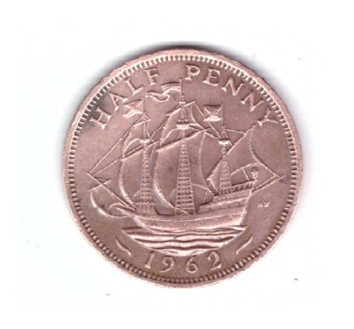 Moneda Marea Britanie 1/2 penny 1962, stare buna, curata foto