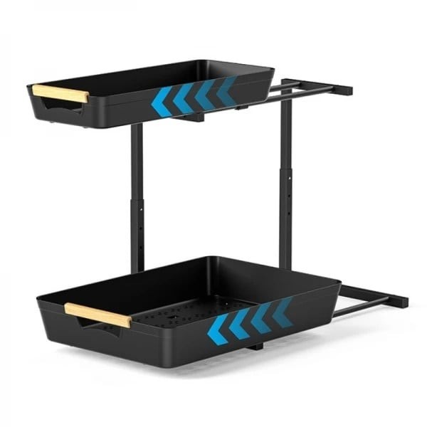 Organizator pentru bucatarie/baie, cu 2 rafturi retractabile, inaltime ajustabila, depozitare condimente/cafea, dimensiuni 39.5 (L) x 30 (l) x 41.5 (H