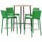 Set mobilier de bar, 5 piese, verde, piele ecologica