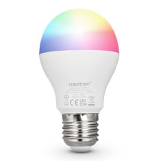 Bec LED Miboxer Mi-Light E27 6W RGB+CCT 95lm W 550lm 100x57mm 16 milioane de culori, temperatura de culoare reglabila, intensitatea luminii ajustabila