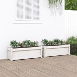 Cumpara ieftin Jardiniere de grădină, 2 buc., alb, lemn masiv de pin
