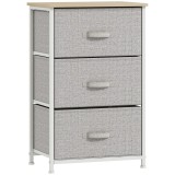 HOMCOM Mobilier de depozitare șifonier modern 3 sertare din material textil, cadru din oțel și placă de particule, 45 x 30 x 71 cm, gri | Aosom Romani