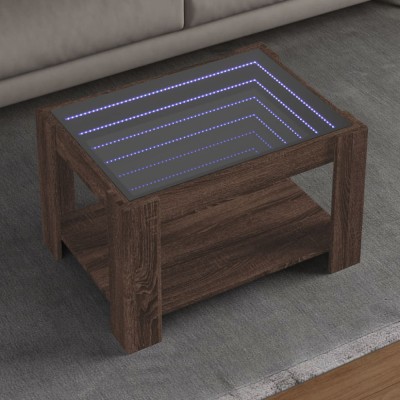 vidaXL Măsuță de cafea cu LED stejar maro 73x53x45 cm lemn prelucrat 847552 foto