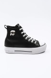 Karl Lagerfeld teniși de piele KAMPUS MAX NFT femei, culoarea negru, KL60445T