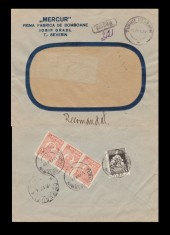1927 Romania, Plic Fabrica Bomboane Iosif Gradl MERCUR Turnu Severin la Cernauti foto