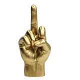 Sculptura, amuzanta, Middle Finger, din rasina, auriu, design indraznet