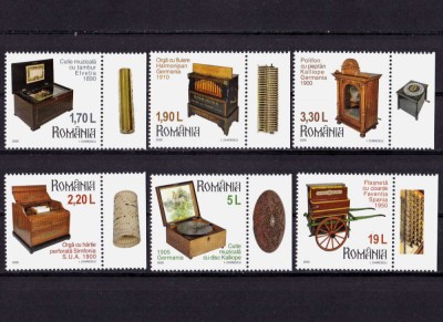 RO 2020 LP 2303 &amp;quot;Colectii Rom. Cutii Muzicale&amp;quot; ,serie+tab, MNH foto