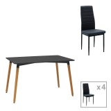 Cumpara ieftin Set dining Natali-Parker, Pako World, 5 piese, MDF, Negru, 120x80x76 cm