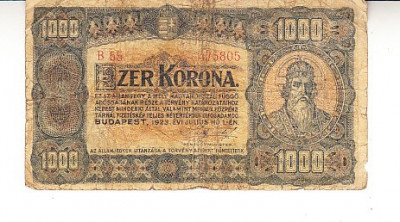 M1 - Bancnota foarte veche - Austroungaria - 1000 koroane - 1923 foto