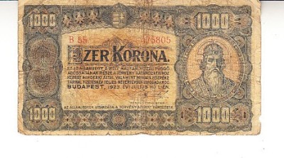 B11 - Bancnota foarte veche - Austroungaria - 1000 koroane - 1923 foto