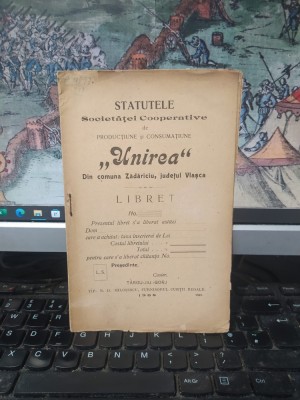 Statutele Societăței Cooperative de producțiune și consumațiune Unirea din com. Zădăriciu jud. Vlașca azi sat &amp;icirc;n com. V&amp;acirc;nătorii Mici, Giurgiu 1908 054 foto