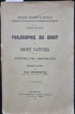 Philosophie du droit et droit naturel - Generalites Abstraites - Sommaire du Cours - Leon Hennebciq