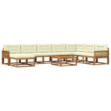 vidaXL Set de canapele de exterior cu pernă 9 pcs Natural și Crem 3382828
