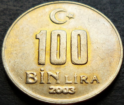 Moneda 100 LIRE - TURCIA, anul 2003 * cod 2624 B foto