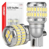 Bec LED Canbus T15 W16W 48SMD 3014 + 4SMD 3030 White 12V 24V AMiO, lumina alba 6000K pentru marsarier si iluminare auxiliara