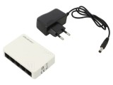 Switch Fast Ethernet albă 150m QOLTEC cu cablu DC și alimentator