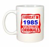 Cana alba personalizata Fabricat in 1985 toate piesele sunt originale, INOVATIX&reg;. 330ml, Oem
