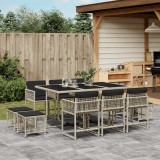 vidaXL Set mobilier de grădină cu perne 11 piese gri deschis poliratan