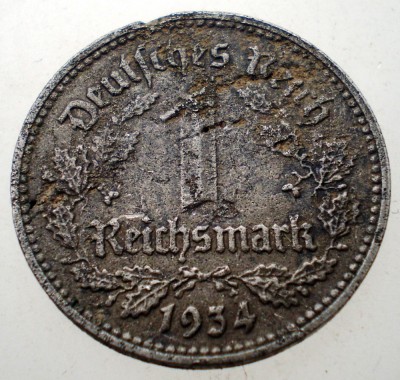 7.571 GERMANIA 1 REICHSMARK 1934 A FALS 4.4g foto