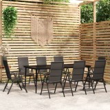 VidaXL Set mobilier de grădină, 9 piese, negru
