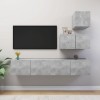 Gossi set de dulapuri tv, 4 piese, gri beton, lemn prelucrat