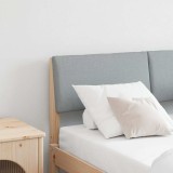 VidaXL Tăblie tapițată Gri deschis 120 cm Lemn de pin masiv 879129