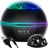 Lampa de veghe cu proiector stele si ocean pentru copii, neagra
