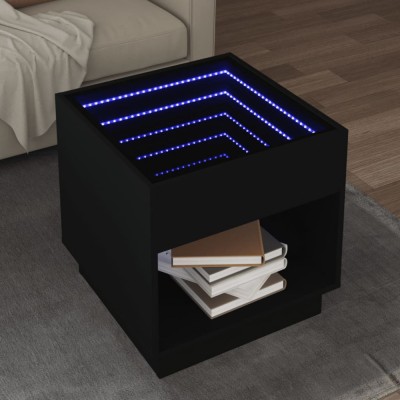 vidaXL Măsuță de cafea cu LED infinity, negru, 50x50x50 cm 847652 foto