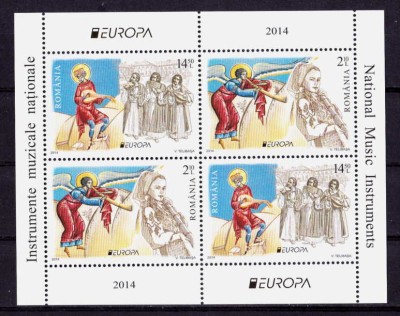 RO 2014 LP 2021a &amp;quot;Europa 2014 - Instrumente muzicale&amp;quot; colita 586 tip II,MNH foto