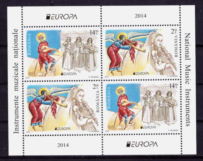 RO 2014 LP 2021a &quot;Europa 2014 - Instrumente muzicale&quot; colita 586 tip II,MNH