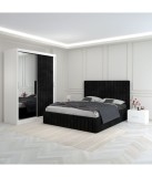 Dormitor Luca Negru Cu Dulap Tapitat 160x200cm