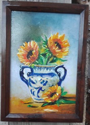 Tablou floarea soarelui semnat Cimpoesu. foto