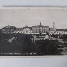 Vedere veche Satu Mare Parcul Carol II, tip fotografie, circulata in august 1940