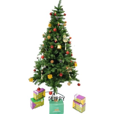 Set brad artificial de Craciun si elemente decorative, nins, decorat cu conuri pin, pentru interior/exterior, inaltime 210 cm, diametru 131 cm, 630 ra foto